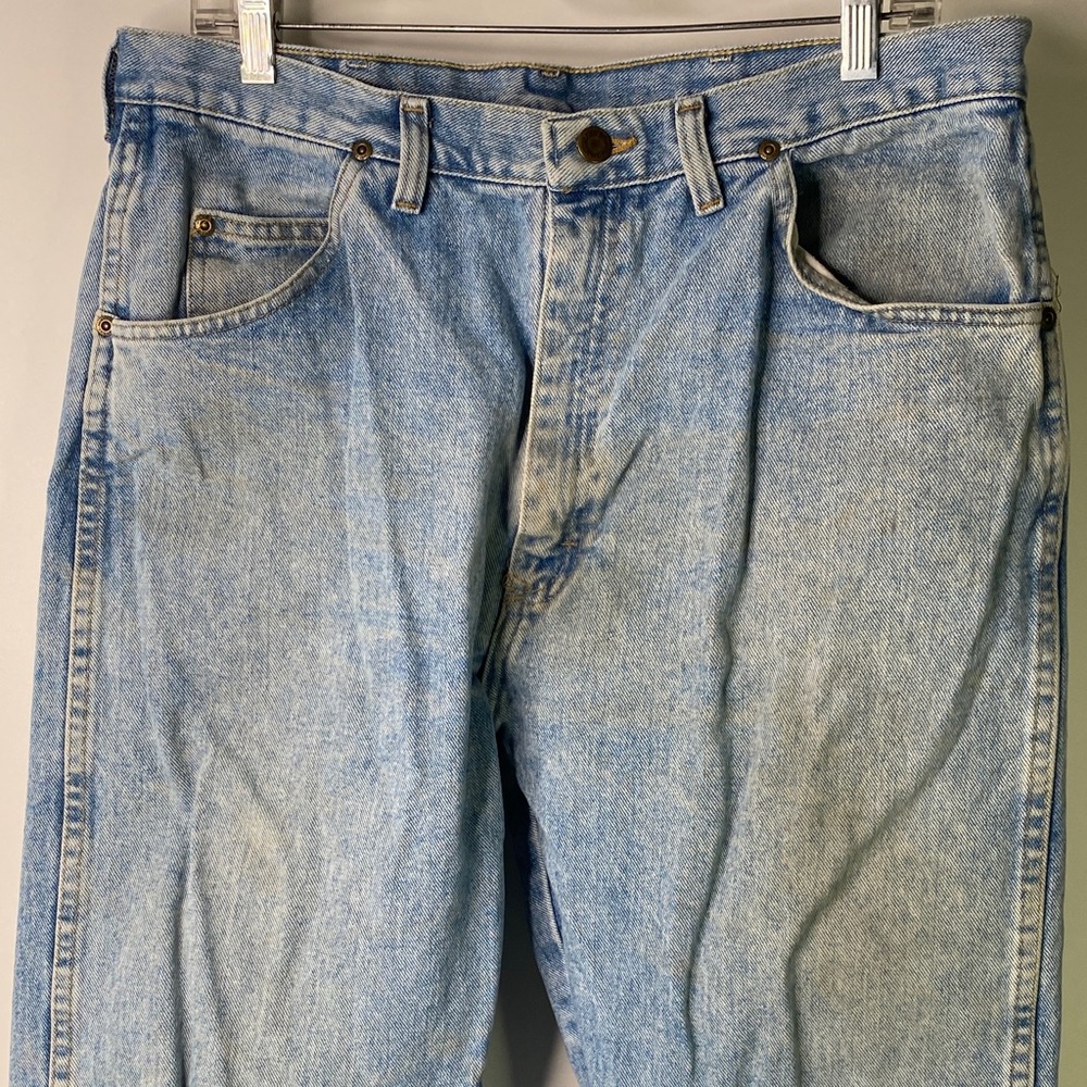 Vtg Wrangler Light Blue Bootcut Jeans Men’s Size 36x34 - USA Made -Stained - 944